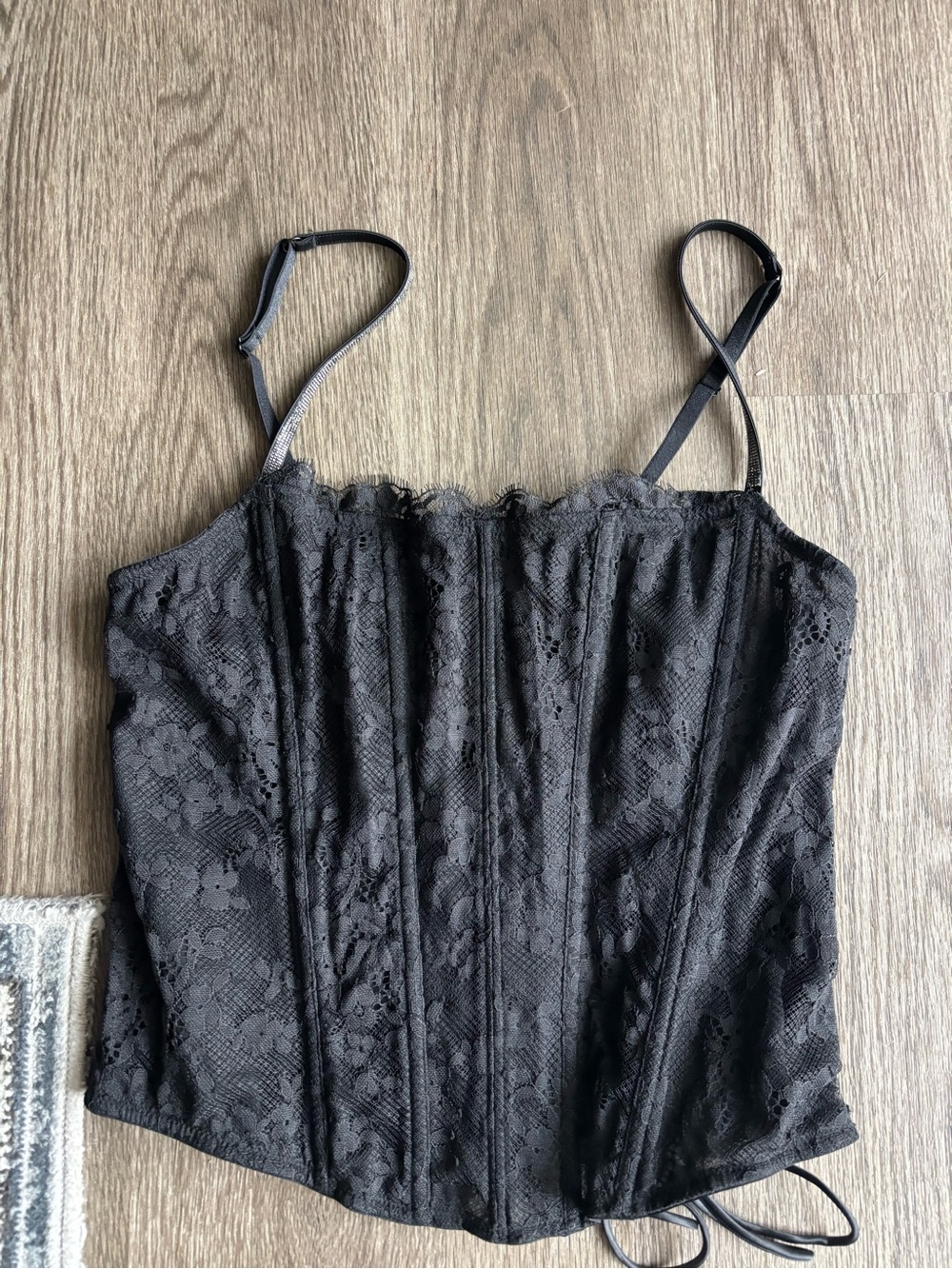 Victoria's Secret Black Lace Corset-Style Cami